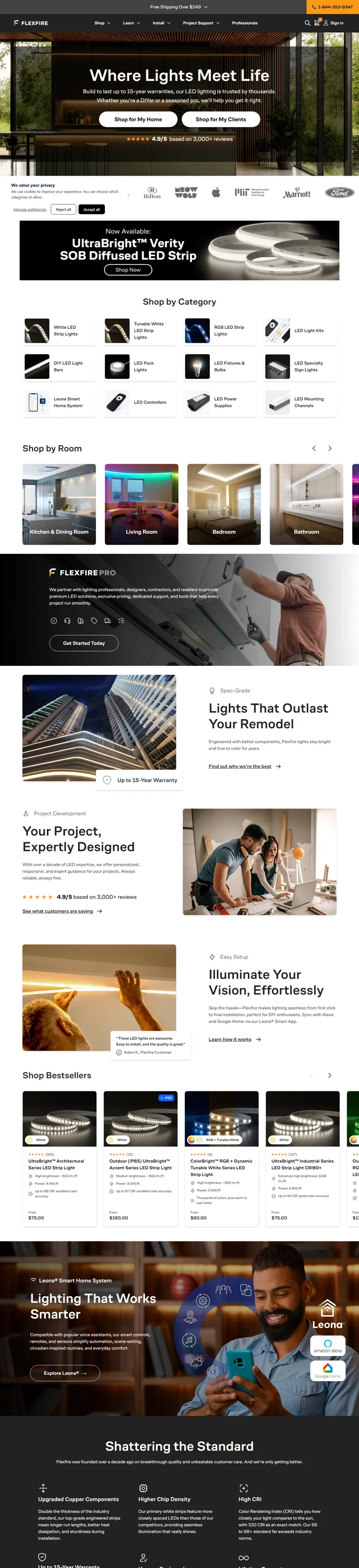 High Quality LED Lights For Every Project | Flexfire 网页长截图